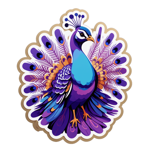 Purple Peacock Displaying Feathers sticker