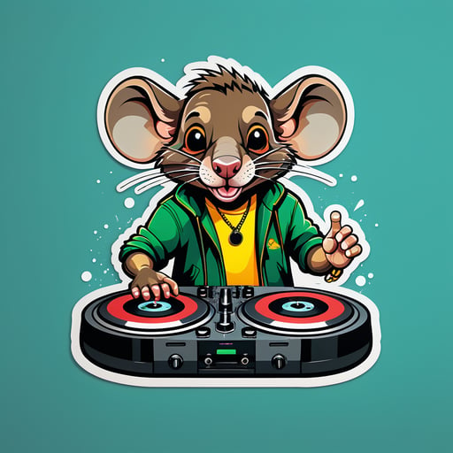 Reggaeton Rat with Turntables sticker