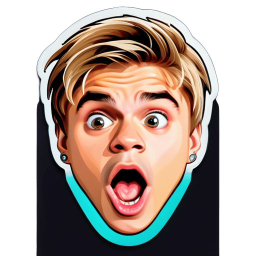 Create a surprised expression of Justin Bieber sticker