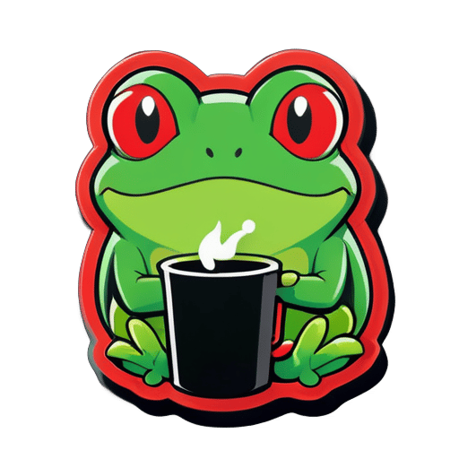 a green bored frog wearing a black t-shirt and "Karak"written on it in red colour sticker