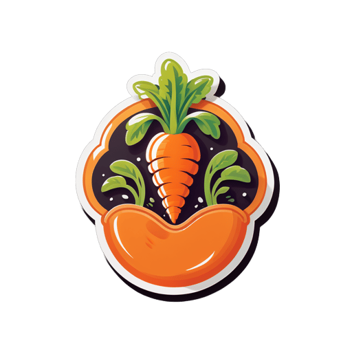 Cà rốt cam đang mọc trong đất sticker