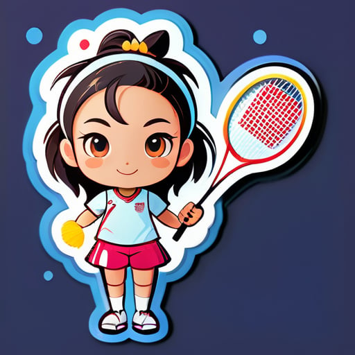 uma garota fofa com badminton sticker