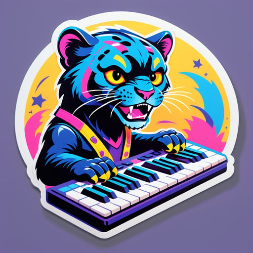 带键盘的力量流行豹 sticker