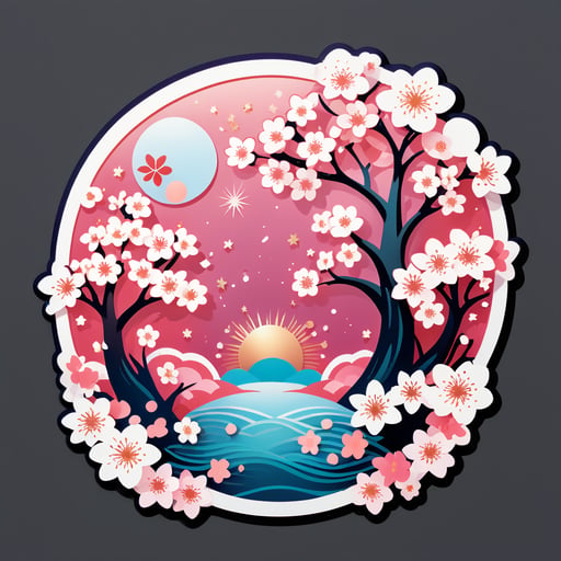 Celestial Cherry Blossom Celebration sticker