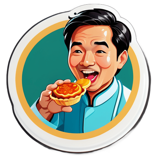 Un doctor asiático come pasteles de nata portugueses sticker