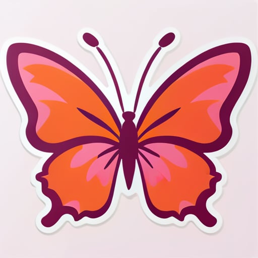 papillon monarque rose et orange sticker