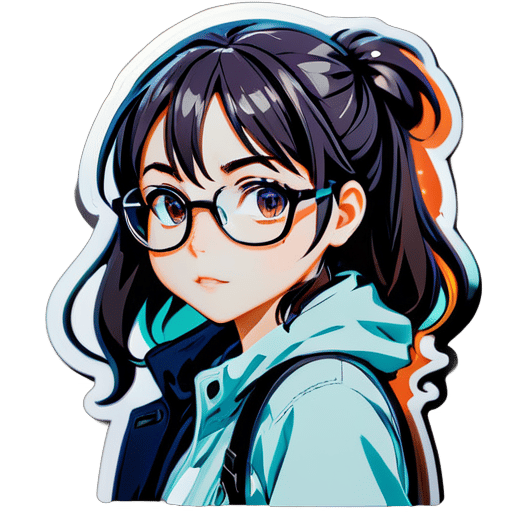 chica anime con lentes sticker