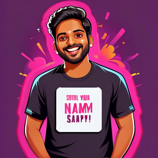 一个男孩是 Instagram id ravi_gupta_sahab 这篇帖子是为了公司名称 t-shirt up your name Ravi Gupta sticker