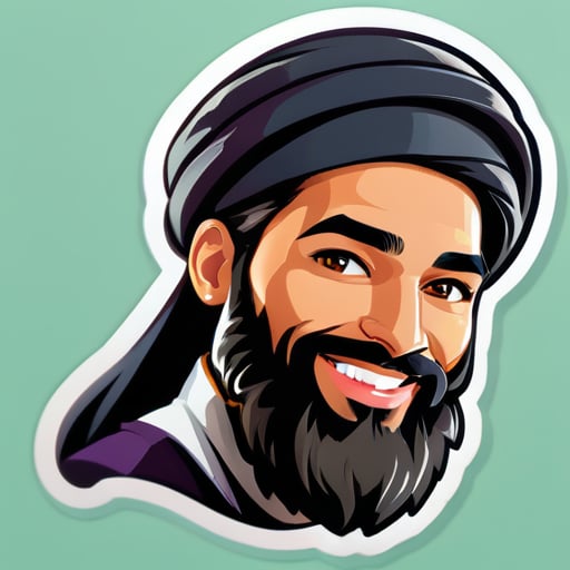a man with good looking islamic beard taking slaam to all
 sticker