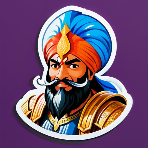 A Sikh man in photorealistic warrior armor
 sticker