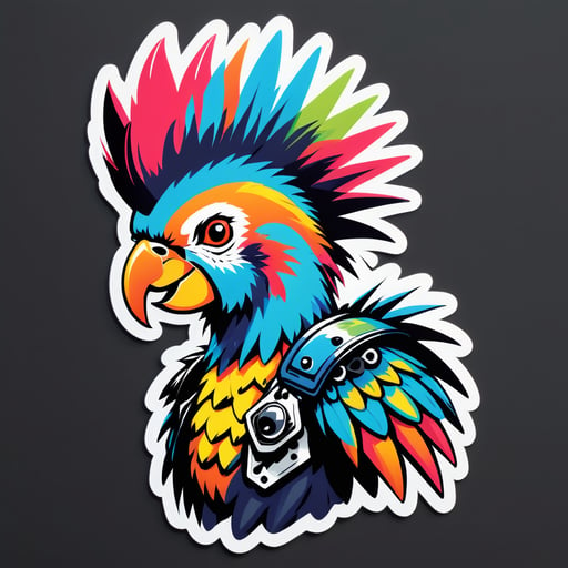 Chim Vẹt Punk với Kiểu Tóc Mohawk sticker