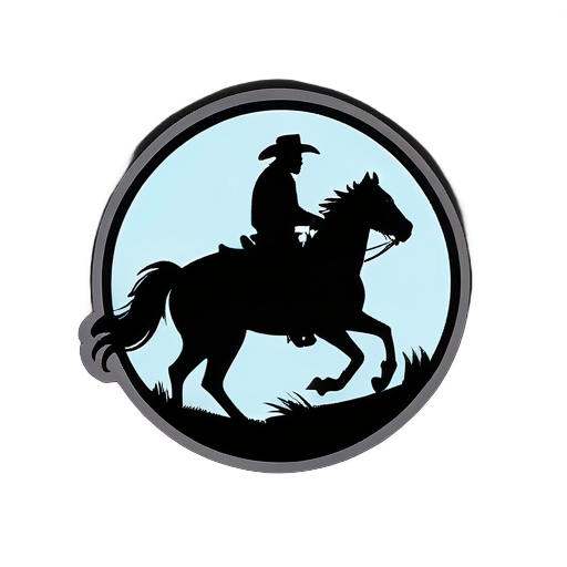 Silhouette of a cowboy riding a horse sticker