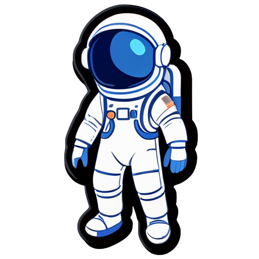 Astronaut avatar on Nintendo style, drawn in one stroke, only deep blue, minimalist style sticker
