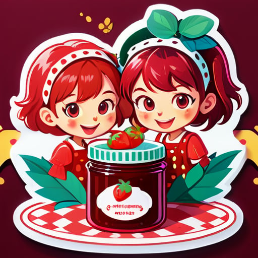 Making strawberry jam with friends sticker