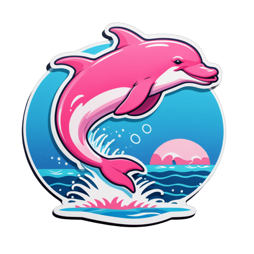 Rosa Delfin springt im Fluss sticker