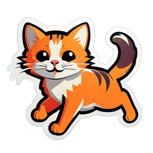 flying cat sticker
