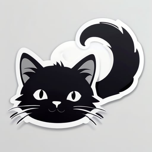 Gato lindo de pelo negro y blanco sticker