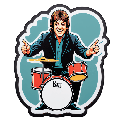 Battez les Beatles avec des tambours sticker