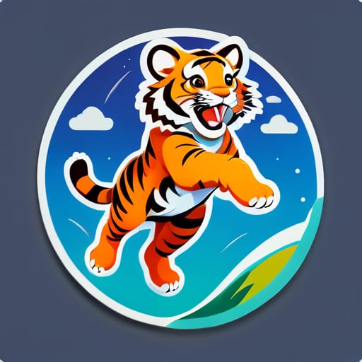Tiger jumped to sky sticker