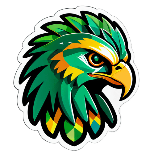 创作一个绿色老鹰和非洲印花图案的游戏标志 sticker