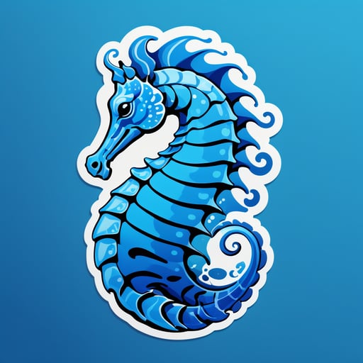 Blue Seahorse Floating in the Sea sticker