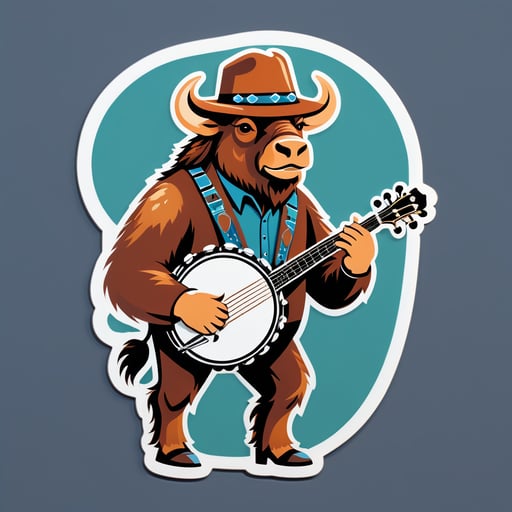 Bluegrass Bison with Banjo sticker