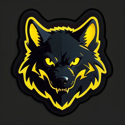 暗闇に浮かぶ黒いオオカミのシルエット、光る黄色い目が光っています。テキスト"Shadow Stalker Gaming"は鋭くエッジが効いており、オオカミの忍び寄る性質を反映しています。 sticker