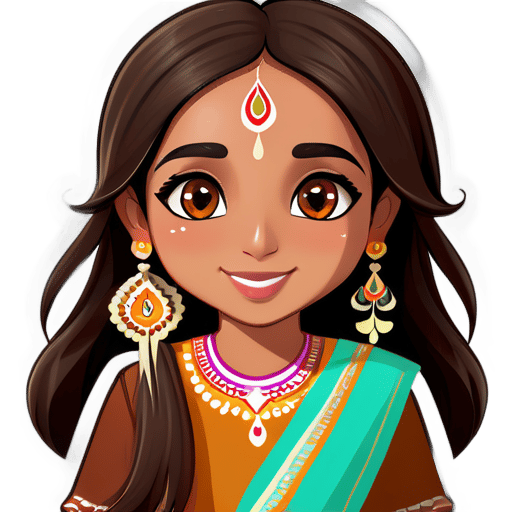 私はインドの女の子で、茶色のウェーブのストレートヘアと茶色の目をしています。私の肌の色は北インド人のように中東人のようです。 sticker