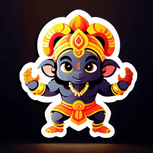 mignon jouant dieu hanuman et dieu ram sticker