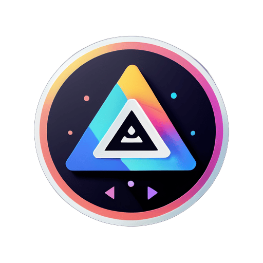 Logotipo combinando um botão de reprodução triangular e um círculo, não apenas empilhados simplesmente, mas com um senso de design e tecnologia sticker