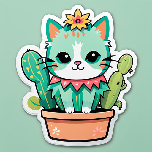 かわいいサボテン猫 sticker