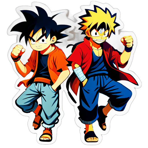 Mischung aus Goku und Luffy und Naruto sticker