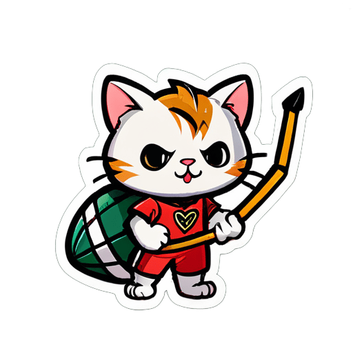 cat, football, bow and arrow sticker