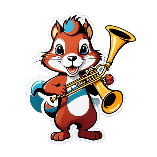 Ska Squirrel with Trumpet sticker