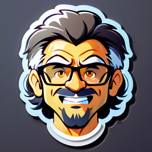 Like fitness, wearing glasses, inch hair, middle-aged man sticker