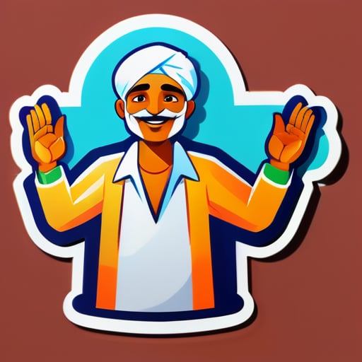Indian Farmer welcoming with hands sticker