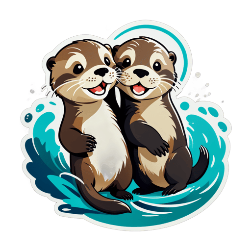 Playful Otter Duo sticker