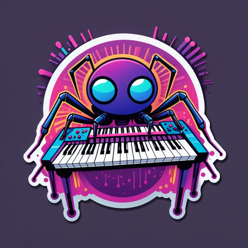 Synth Pop Spider with Synthesizer sticker