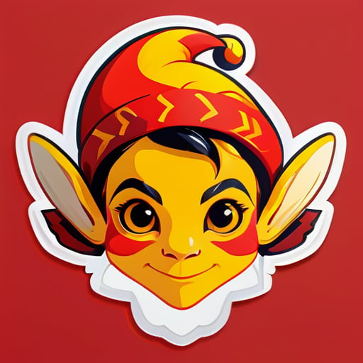 Red and yellow color scheme bee elf portrait sticker