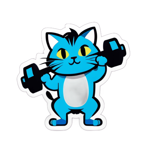Cat lifting dumbbell sticker