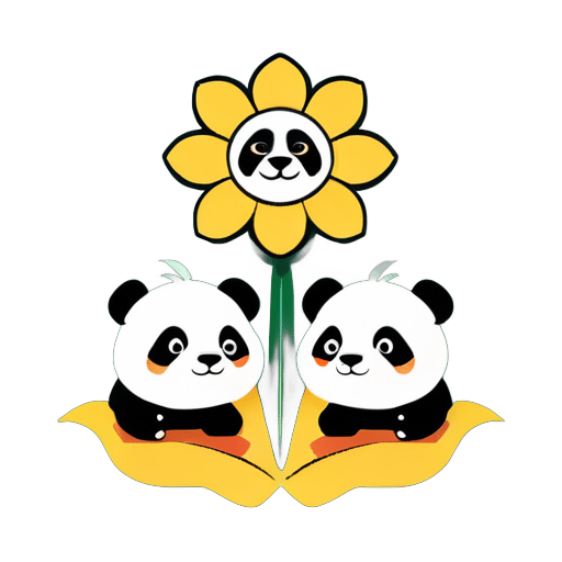 family flags with panda and sunflower sticker