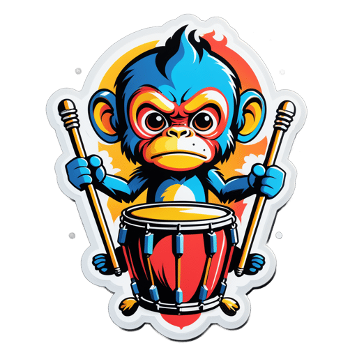 金属製の猿とドラムスティック sticker