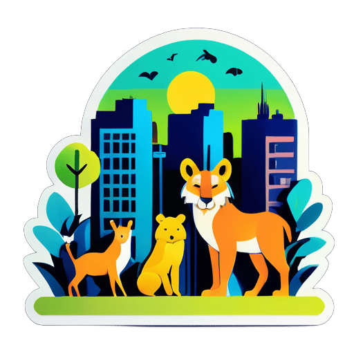 Wild animals in the city sticker