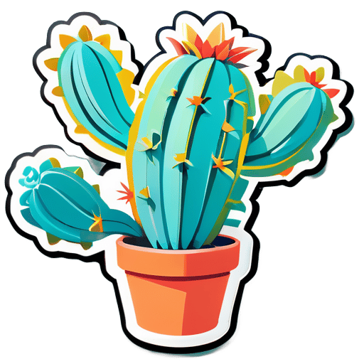 A very beautiful 3-armed turquoise cactus
 sticker