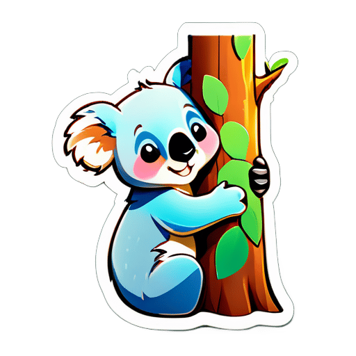 Un mignon koala en train de câliner un arbre sticker