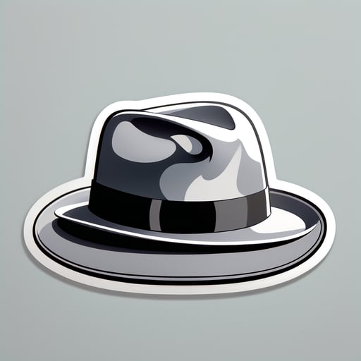 Chapeau Fedora gris reposant sur une table sticker
