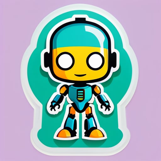 faça um robô que trabalhe em algo e adicione humanização sticker