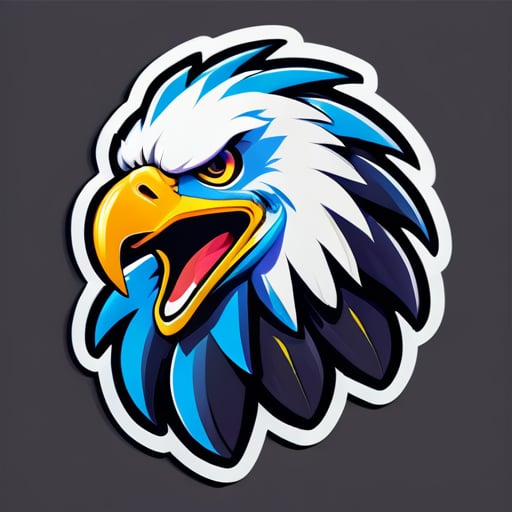 create an gaming logo of an happy eagle  sticker