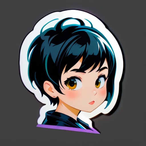 Cool short-haired girl with black hair sticker