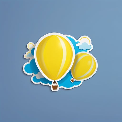 黃色氣球飄在天空中 sticker
